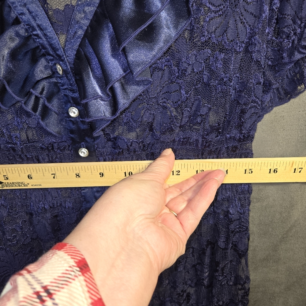 Dots Navy Lace Blouse - Picture 14 of 16